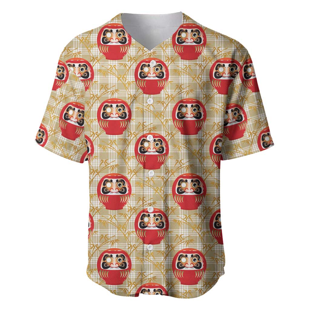 Japanese Daruma Doll Baseball Jersey Palaka With Seamless Bamboo Pattern - Wonder Print Shop