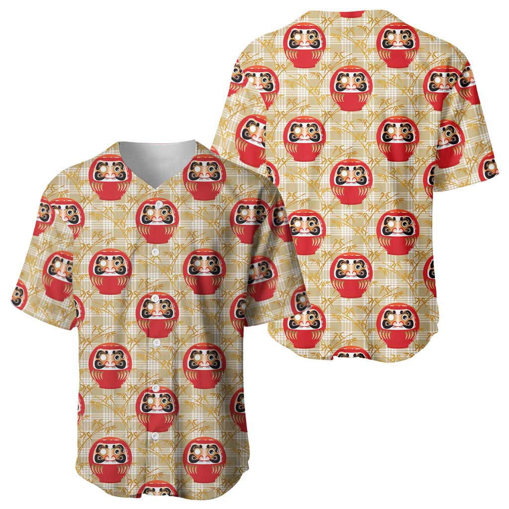 Japanese Daruma Doll Baseball Jersey Palaka With Seamless Bamboo Pattern - Wonder Print Shop