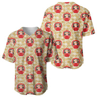 Japanese Daruma Doll Baseball Jersey Palaka With Seamless Bamboo Pattern - Wonder Print Shop