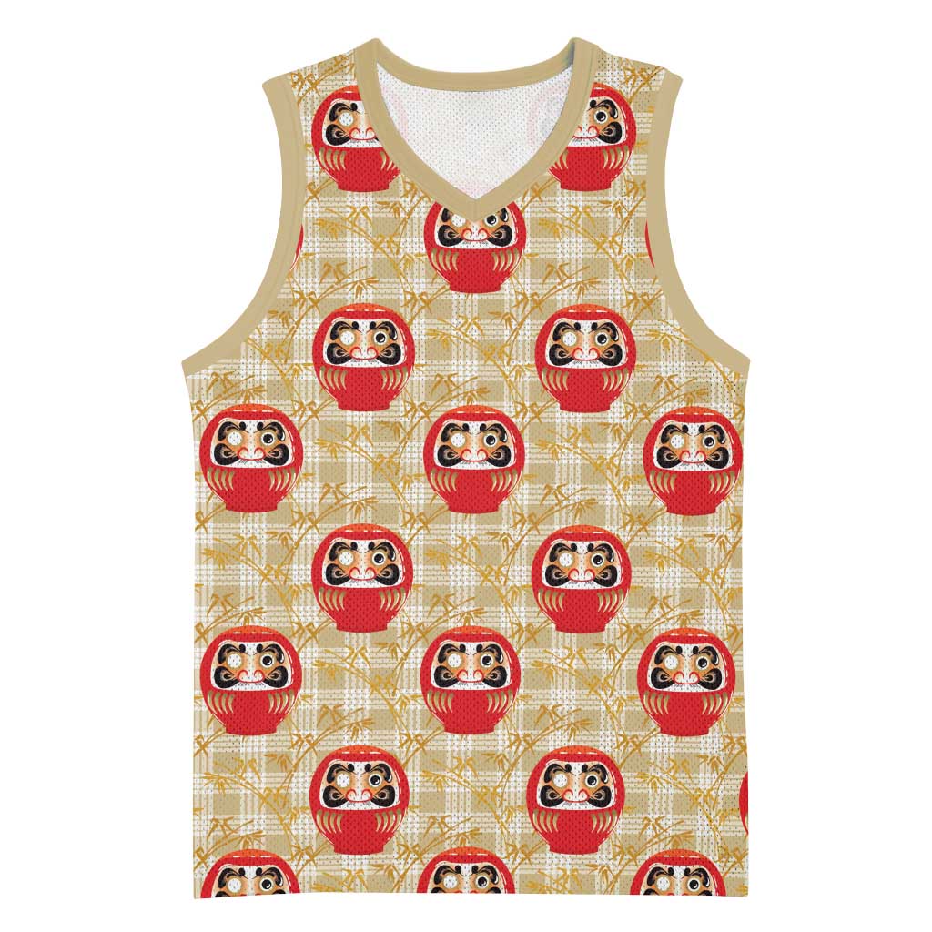 Japanese Daruma Doll Basketball Jersey Palaka With Seamless Bamboo Pattern - Wonder Print Shop