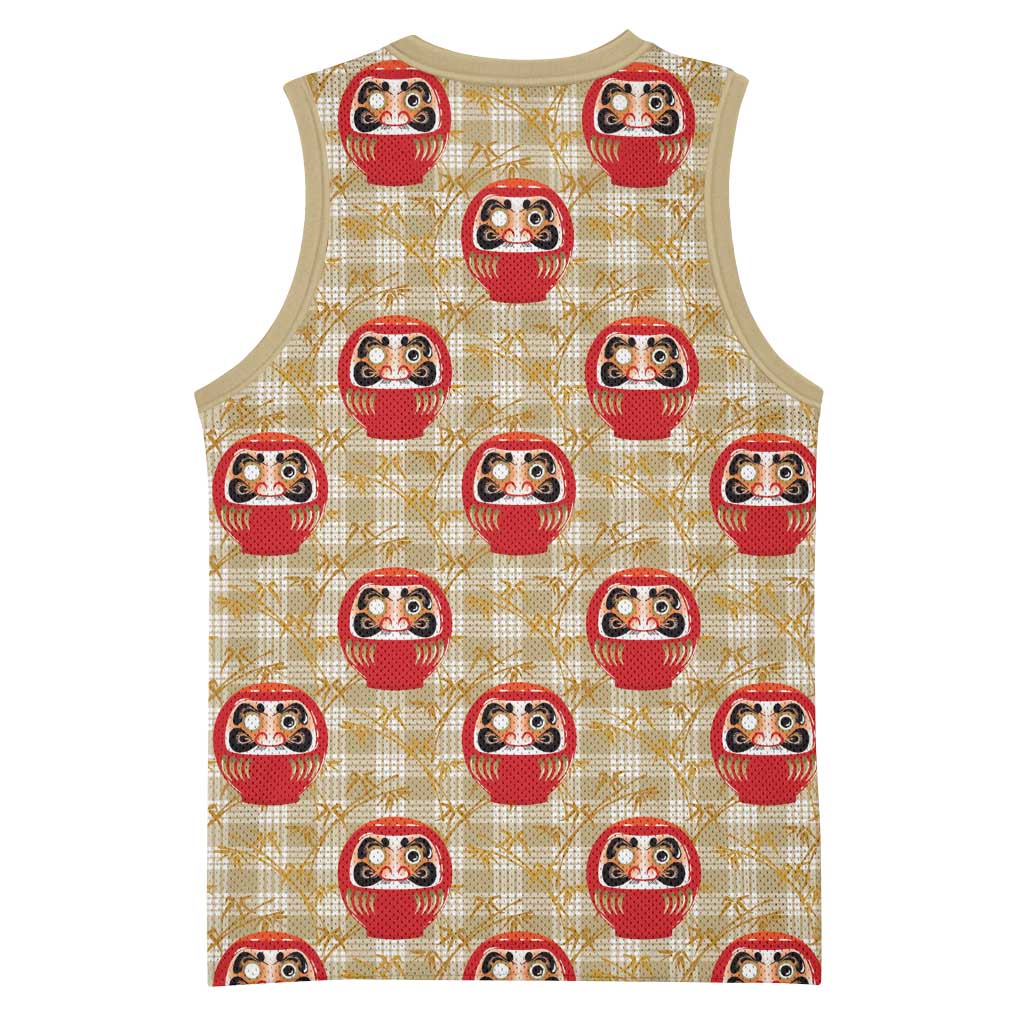 Japanese Daruma Doll Basketball Jersey Palaka With Seamless Bamboo Pattern - Wonder Print Shop