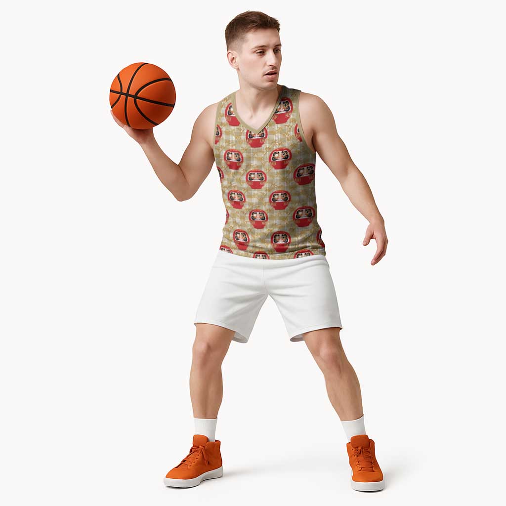 Japanese Daruma Doll Basketball Jersey Palaka With Seamless Bamboo Pattern - Wonder Print Shop