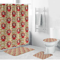 Japanese Daruma Doll Bathroom Set Palaka With Seamless Bamboo Pattern - Wonder Print Shop