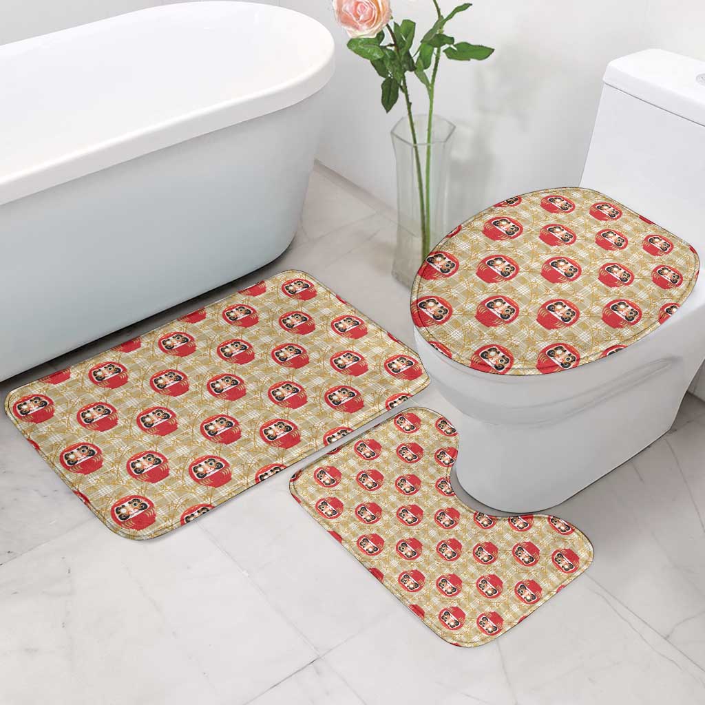 Japanese Daruma Doll Bathroom Set Palaka With Seamless Bamboo Pattern - Wonder Print Shop