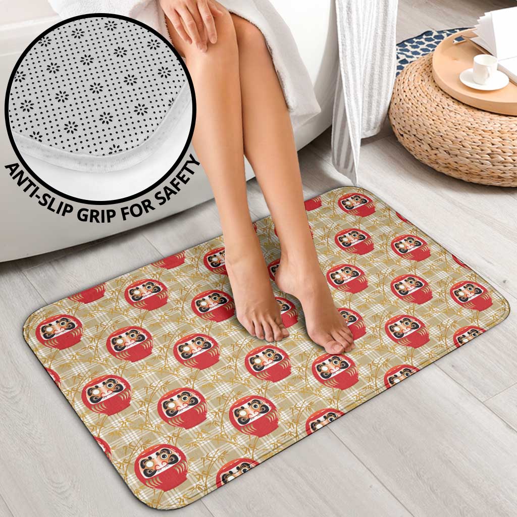 Japanese Daruma Doll Bathroom Set Palaka With Seamless Bamboo Pattern - Wonder Print Shop