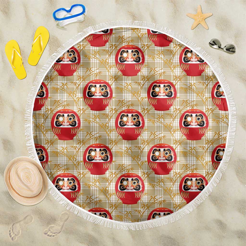 Japanese Daruma Doll Beach Blanket Palaka With Seamless Bamboo Pattern - Wonder Print Shop