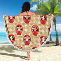 Japanese Daruma Doll Beach Blanket Palaka With Seamless Bamboo Pattern - Wonder Print Shop