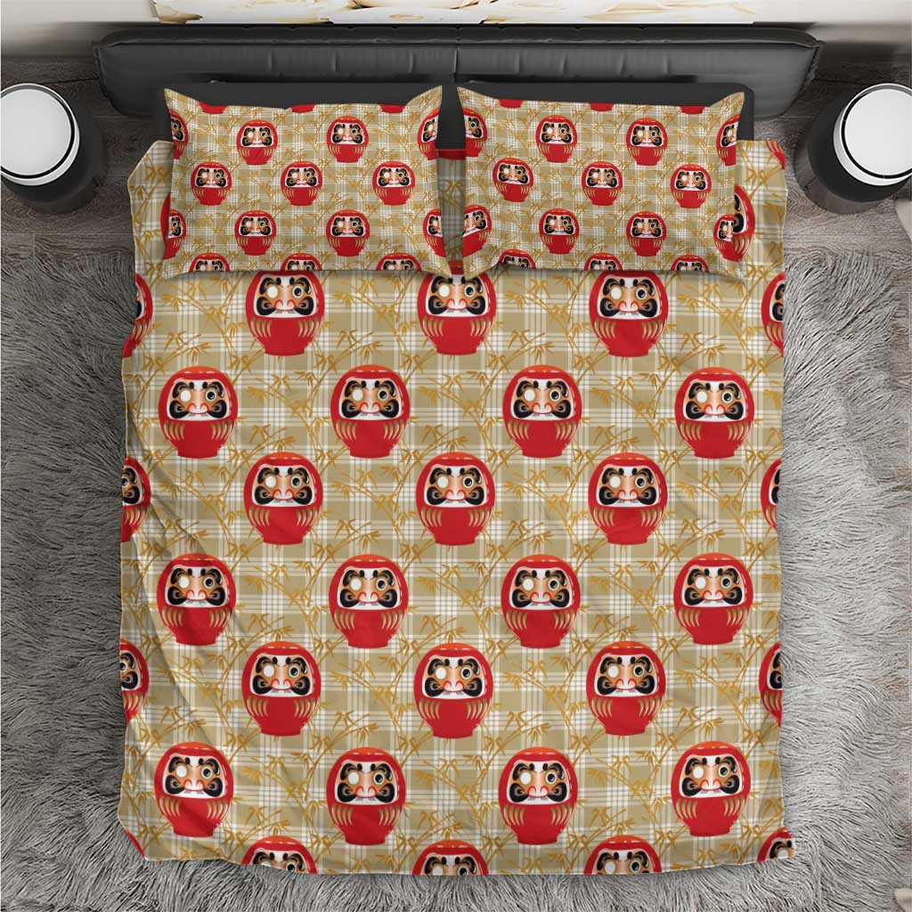 Japanese Daruma Doll Bedding Set Palaka With Seamless Bamboo Pattern - Wonder Print Shop