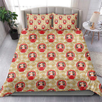 Japanese Daruma Doll Bedding Set Palaka With Seamless Bamboo Pattern - Wonder Print Shop
