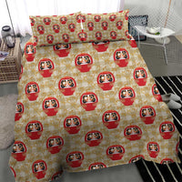 Japanese Daruma Doll Bedding Set Palaka With Seamless Bamboo Pattern - Wonder Print Shop
