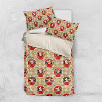 Japanese Daruma Doll Bedding Set Palaka With Seamless Bamboo Pattern - Wonder Print Shop