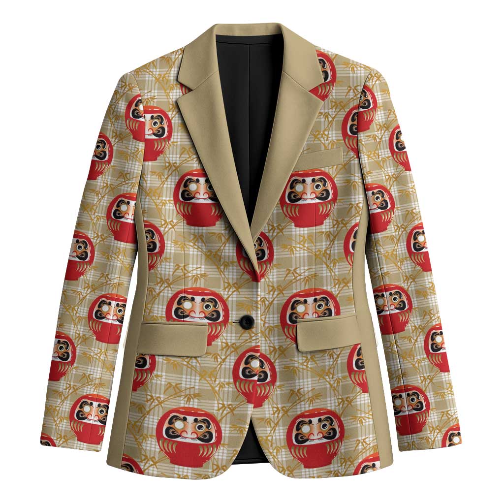 Japanese Daruma Doll Blazer Palaka With Seamless Bamboo Pattern - Wonder Print Shop