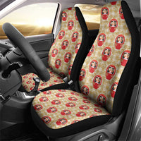 Japanese Daruma Doll Car Seat Cover Palaka With Seamless Bamboo Pattern - Wonder Print Shop