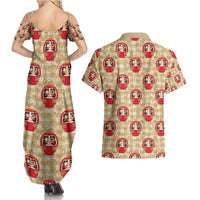 Japanese Daruma Doll Couples Matching Summer Maxi Dress and Hawaiian Shirt Palaka With Seamless Bamboo Pattern - Wonder Print Shop