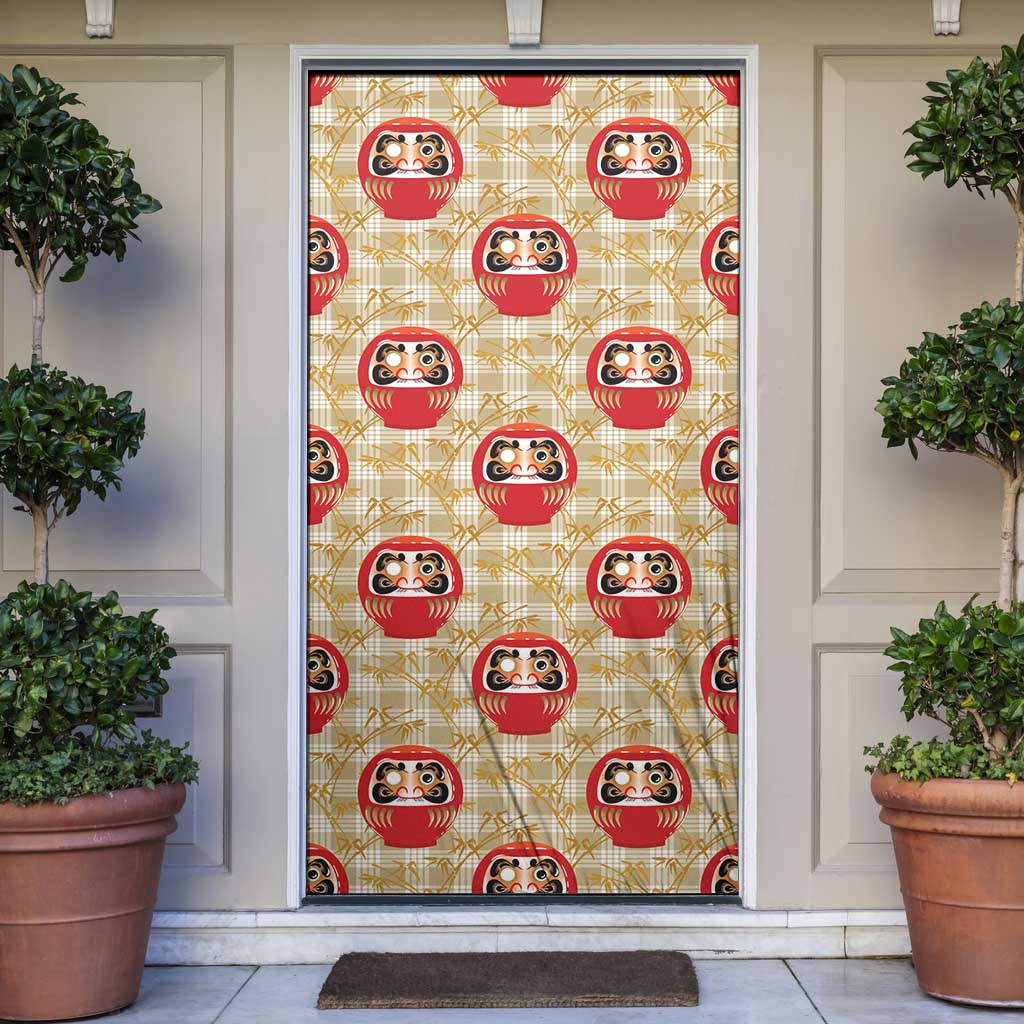 Japanese Daruma Doll Door Cover Palaka With Seamless Bamboo Pattern - Wonder Print Shop