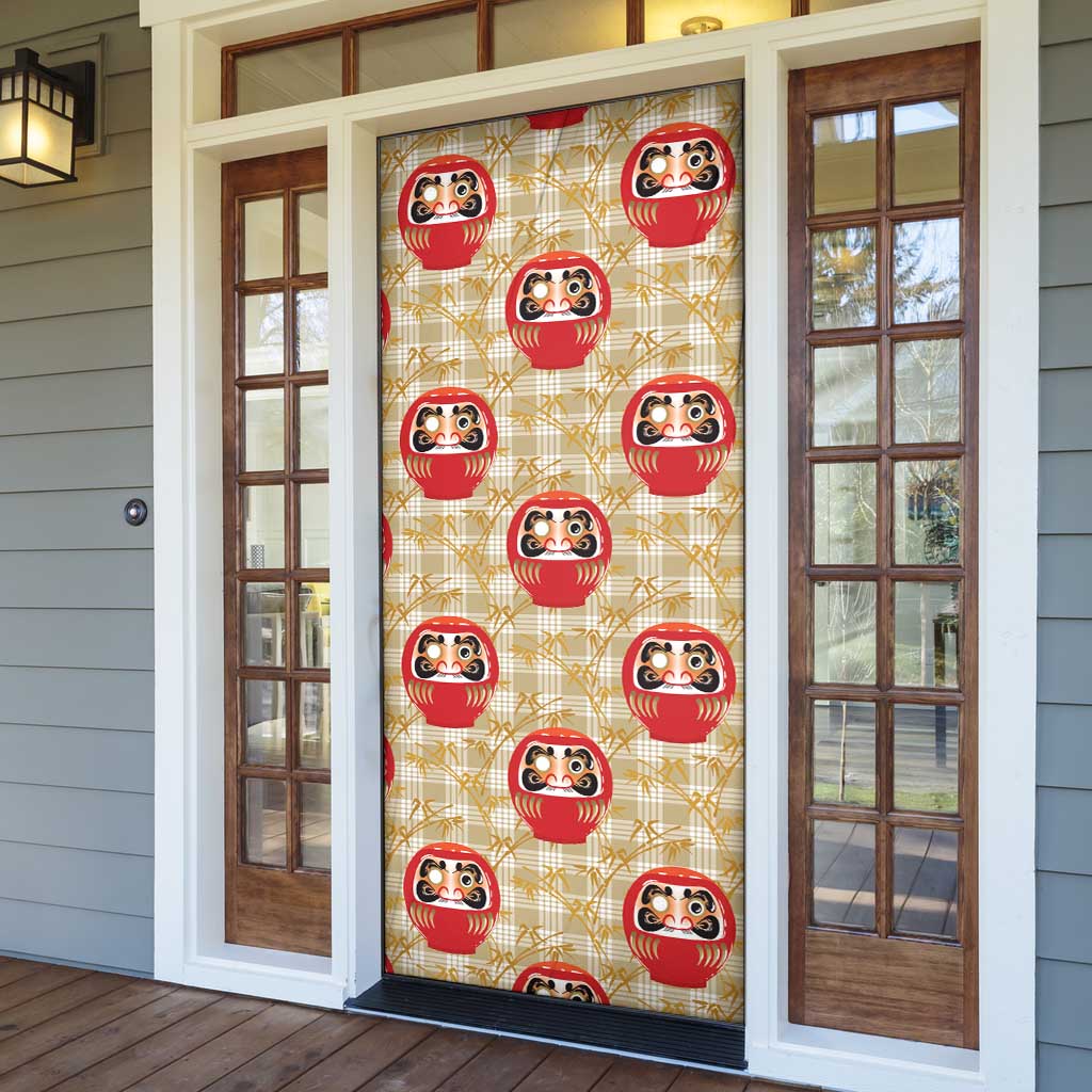 Japanese Daruma Doll Door Cover Palaka With Seamless Bamboo Pattern - Wonder Print Shop