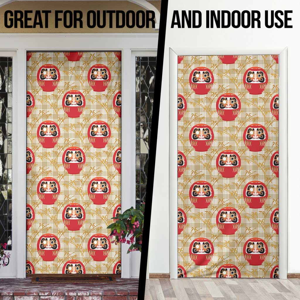 Japanese Daruma Doll Door Cover Palaka With Seamless Bamboo Pattern - Wonder Print Shop