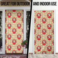 Japanese Daruma Doll Door Cover Palaka With Seamless Bamboo Pattern - Wonder Print Shop