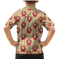 Japanese Daruma Doll Family Matching Mermaid Dress and Hawaiian Shirt Palaka With Seamless Bamboo Pattern - Wonder Print Shop