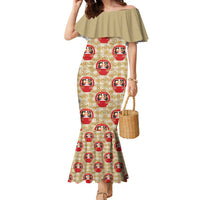 Japanese Daruma Doll Family Matching Mermaid Dress and Hawaiian Shirt Palaka With Seamless Bamboo Pattern - Wonder Print Shop