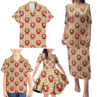 Japanese Daruma Doll Family Matching Puletasi and Hawaiian Shirt Palaka With Seamless Bamboo Pattern - Wonder Print Shop