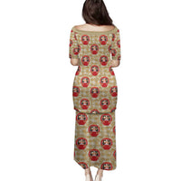 Japanese Daruma Doll Family Matching Puletasi and Hawaiian Shirt Palaka With Seamless Bamboo Pattern - Wonder Print Shop