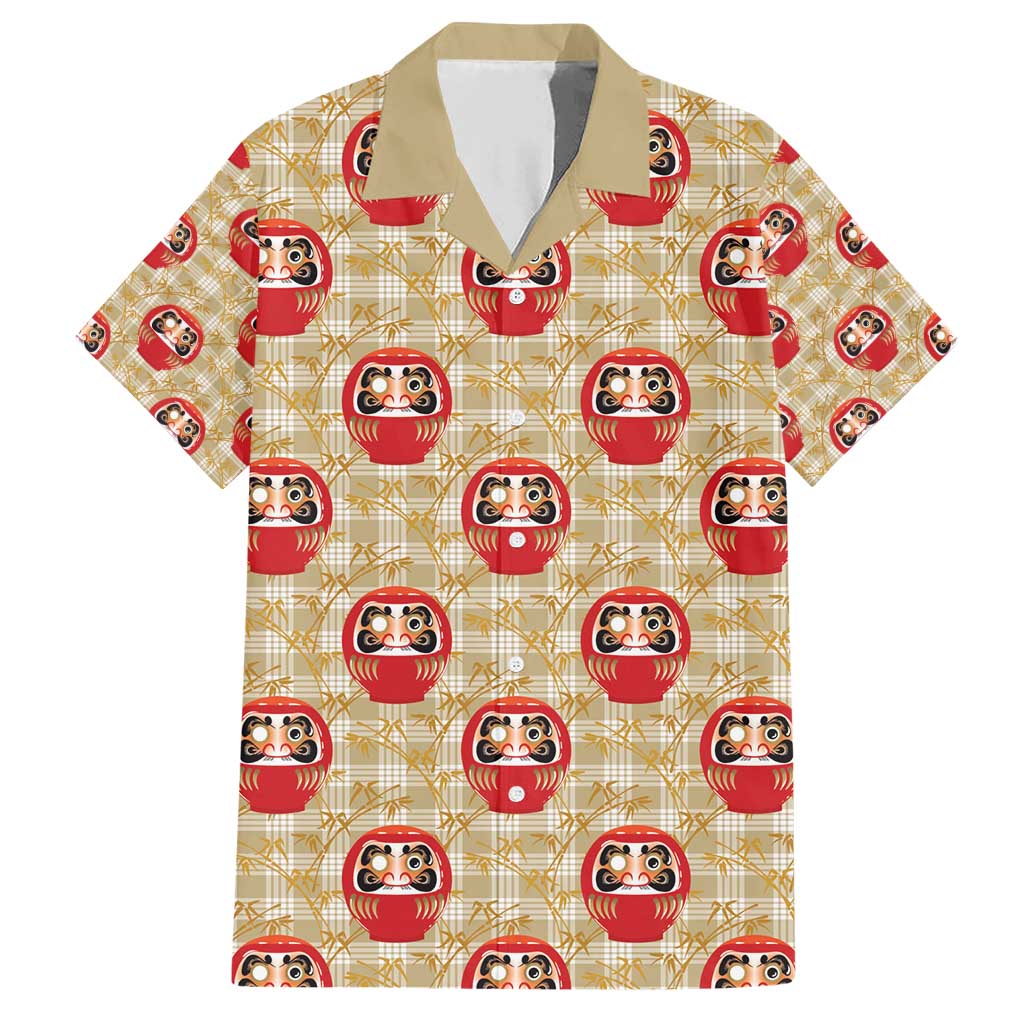 Japanese Daruma Doll Family Matching Short Sleeve Bodycon Dress and Hawaiian Shirt Palaka With Seamless Bamboo Pattern - Wonder Print Shop