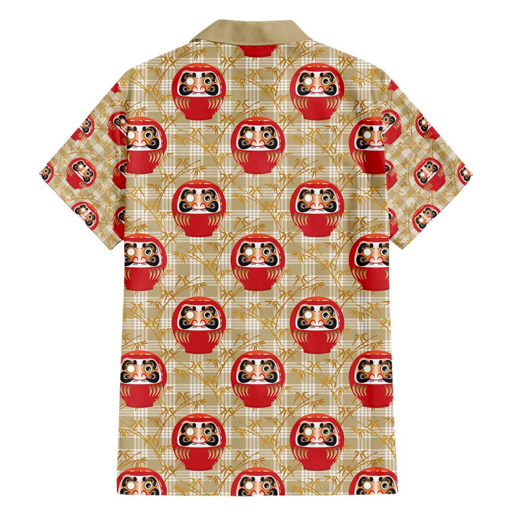 Japanese Daruma Doll Family Matching Short Sleeve Bodycon Dress and Hawaiian Shirt Palaka With Seamless Bamboo Pattern - Wonder Print Shop