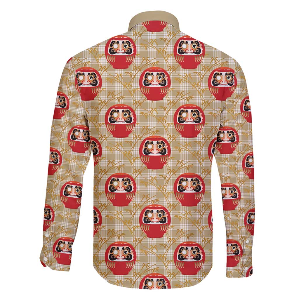 Japanese Daruma Doll Family Matching Short Sleeve Bodycon Dress and Hawaiian Shirt Palaka With Seamless Bamboo Pattern - Wonder Print Shop