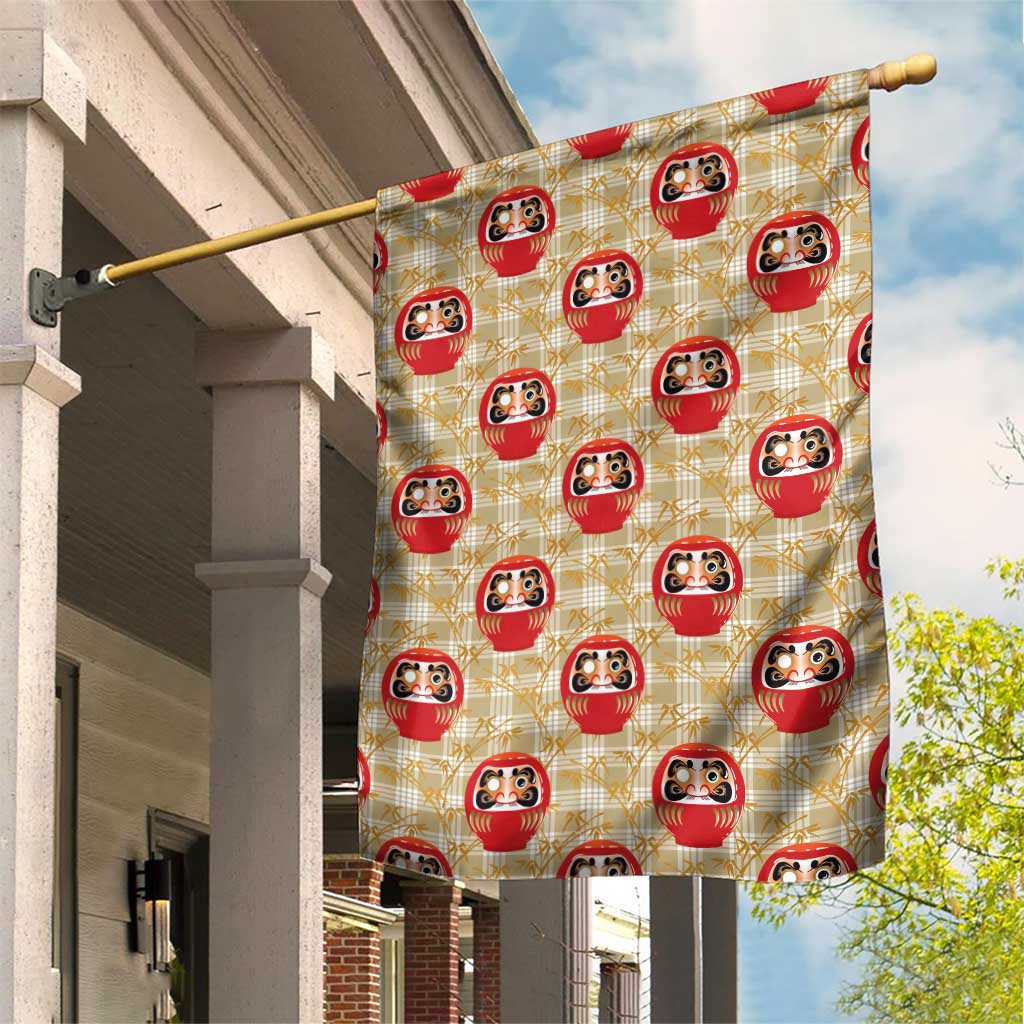 Japanese Daruma Doll Garden Flag Palaka With Seamless Bamboo Pattern - Wonder Print Shop