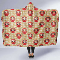 Japanese Daruma Doll Hooded Blanket Palaka With Seamless Bamboo Pattern - Wonder Print Shop