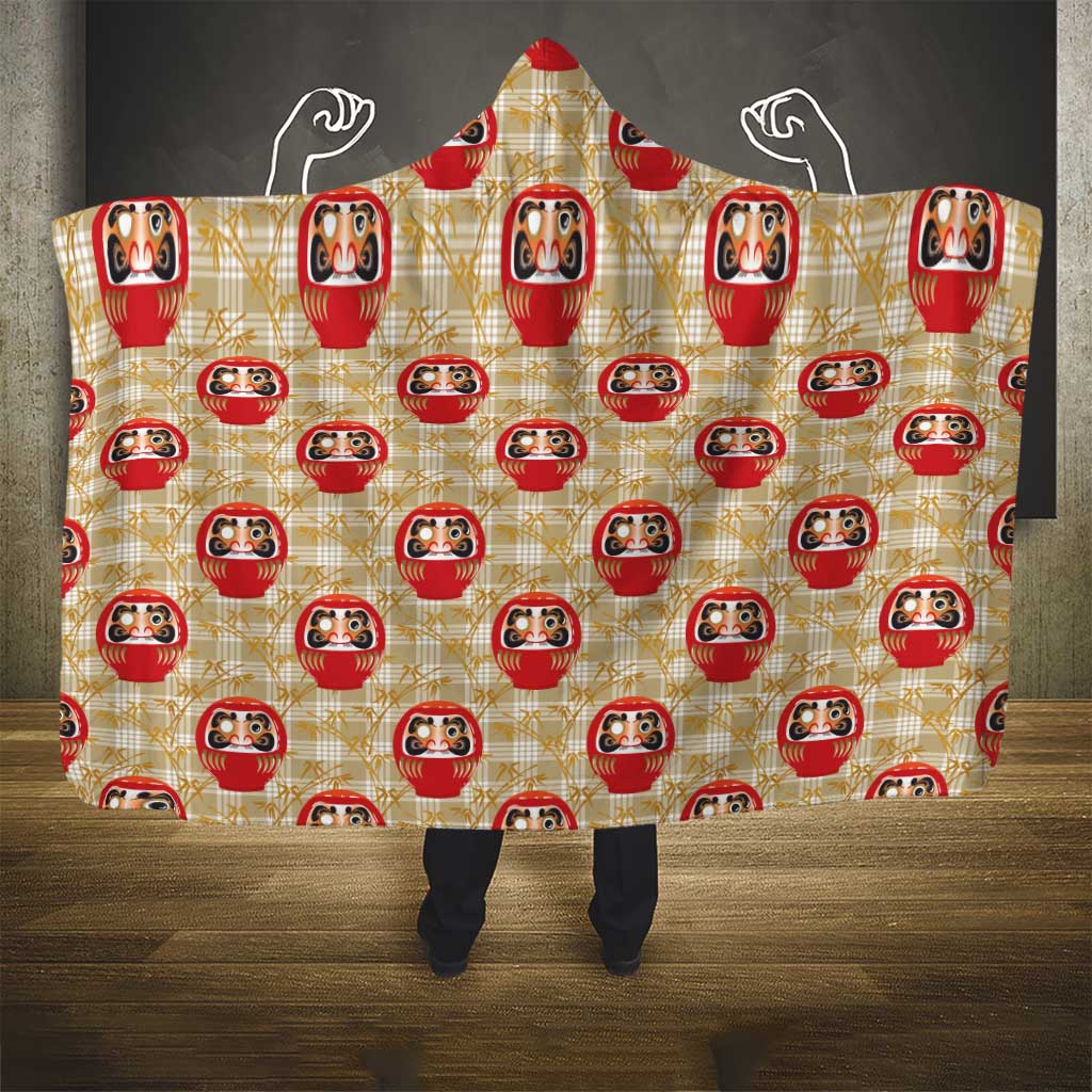 Japanese Daruma Doll Hooded Blanket Palaka With Seamless Bamboo Pattern - Wonder Print Shop