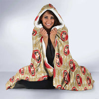 Japanese Daruma Doll Hooded Blanket Palaka With Seamless Bamboo Pattern - Wonder Print Shop