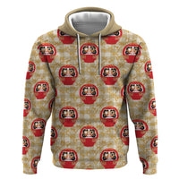 Japanese Daruma Doll Hoodie Palaka With Seamless Bamboo Pattern - Wonder Print Shop