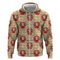 Japanese Daruma Doll Hoodie Palaka With Seamless Bamboo Pattern - Wonder Print Shop