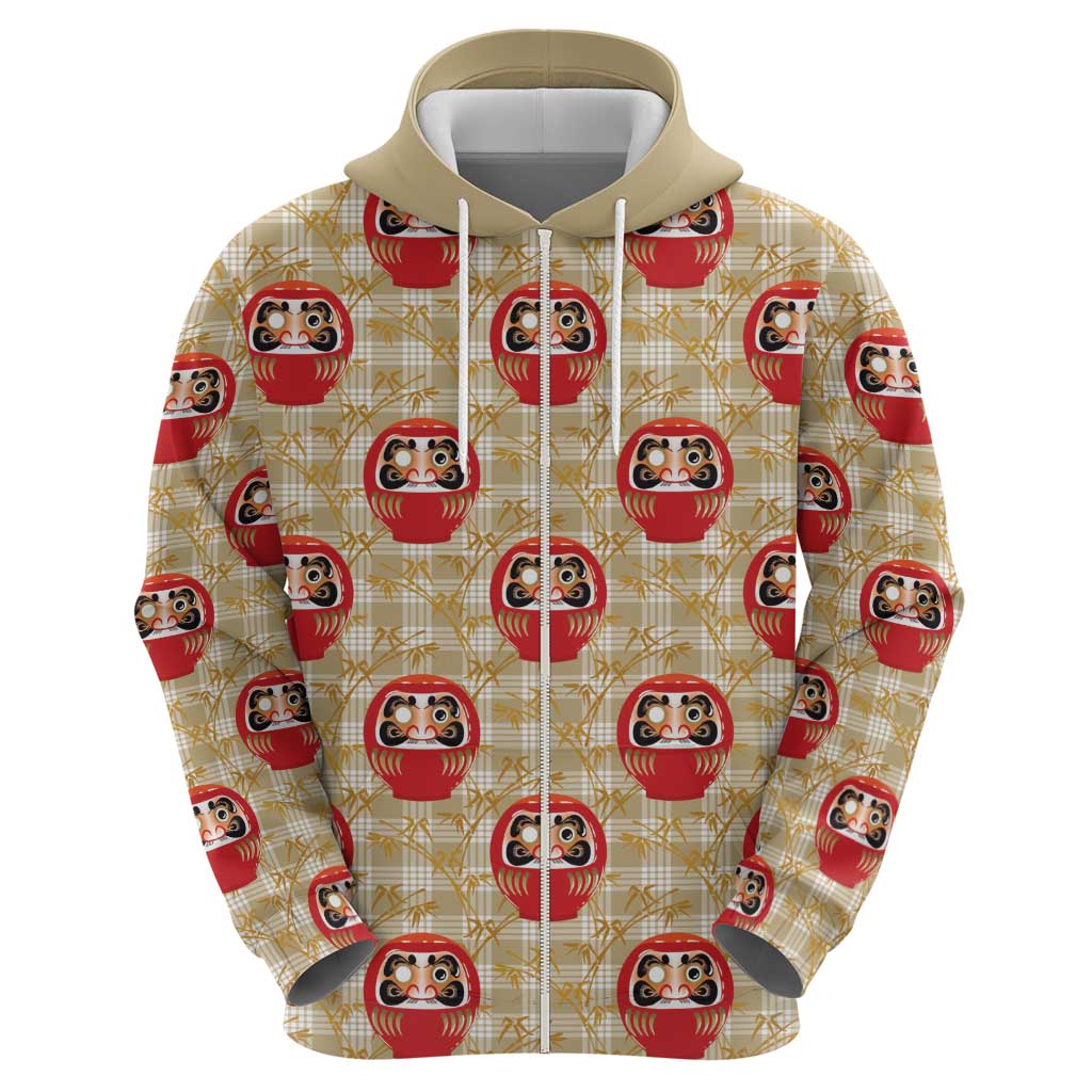 Japanese Daruma Doll Hoodie Palaka With Seamless Bamboo Pattern - Wonder Print Shop