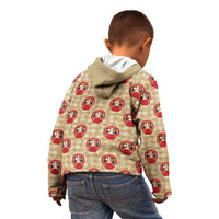 Japanese Daruma Doll Kid Hoodie Palaka With Seamless Bamboo Pattern - Wonder Print Shop