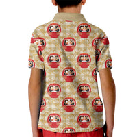 Japanese Daruma Doll Kid Polo Shirt Palaka With Seamless Bamboo Pattern - Wonder Print Shop