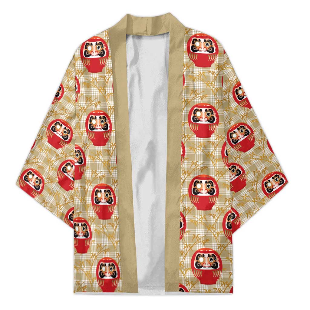 Japanese Daruma Doll Kimono Palaka With Seamless Bamboo Pattern - Wonder Print Shop