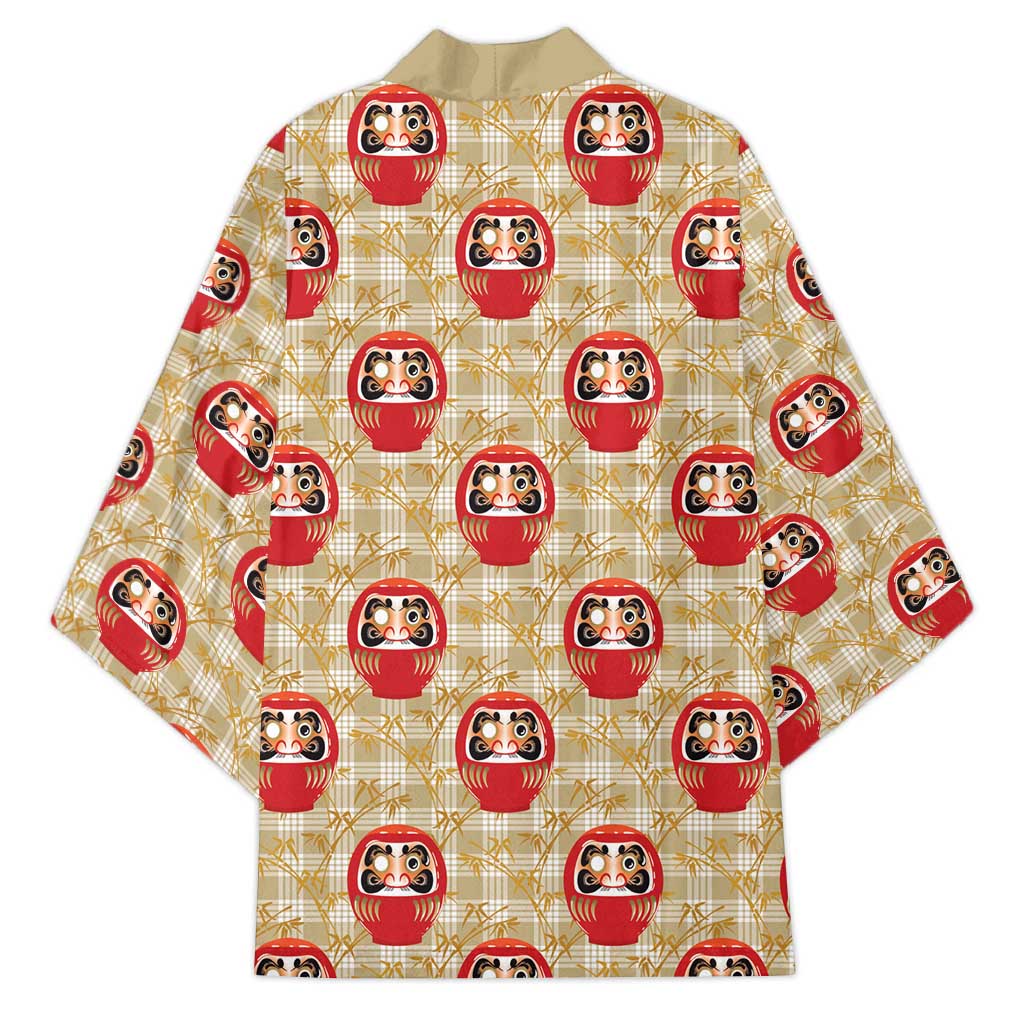 Japanese Daruma Doll Kimono Palaka With Seamless Bamboo Pattern - Wonder Print Shop