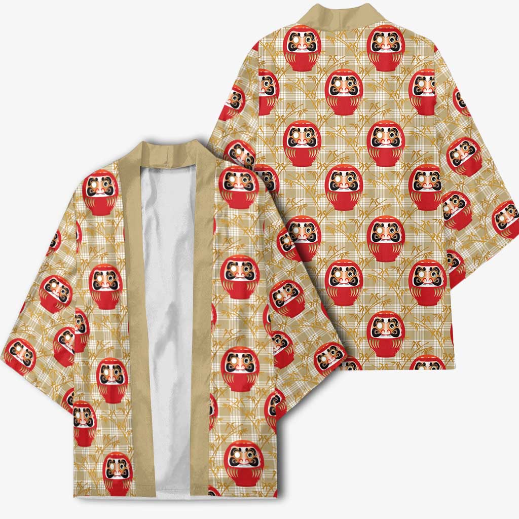 Japanese Daruma Doll Kimono Palaka With Seamless Bamboo Pattern - Wonder Print Shop