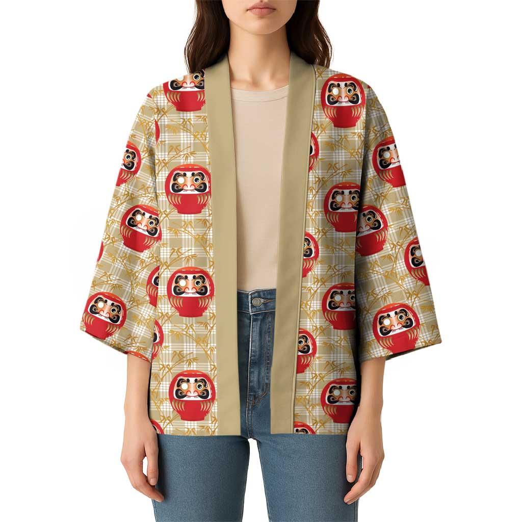 Japanese Daruma Doll Kimono Palaka With Seamless Bamboo Pattern - Wonder Print Shop