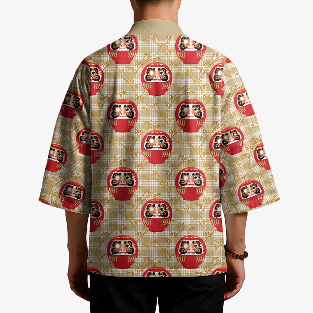 Japanese Daruma Doll Kimono Palaka With Seamless Bamboo Pattern - Wonder Print Shop