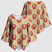 Japanese Daruma Doll Kimono Sleeve Blouse Palaka With Seamless Bamboo Pattern - Wonder Print Shop