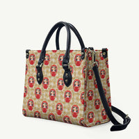Japanese Daruma Doll Leather Bag Palaka With Seamless Bamboo Pattern - Wonder Print Shop