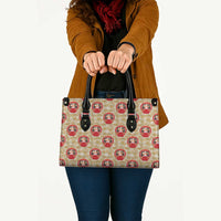 Japanese Daruma Doll Leather Bag Palaka With Seamless Bamboo Pattern - Wonder Print Shop