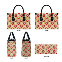Japanese Daruma Doll Leather Bag Palaka With Seamless Bamboo Pattern - Wonder Print Shop