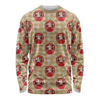 Japanese Daruma Doll Long Sleeve Shirt Palaka With Seamless Bamboo Pattern - Wonder Print Shop