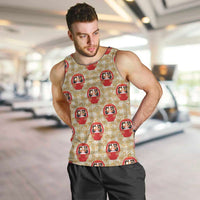 Japanese Daruma Doll Men Tank Top Palaka With Seamless Bamboo Pattern - Wonder Print Shop