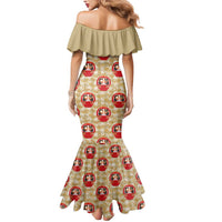 Japanese Daruma Doll Mermaid Dress Palaka With Seamless Bamboo Pattern - Wonder Print Shop